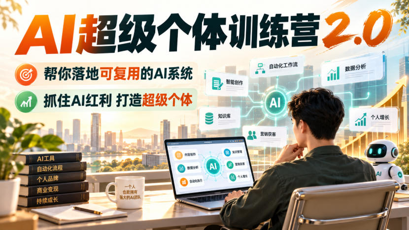 AI超级个体训练营2.0,帮你落地可复用的AI系统,抓住AI红利打造超级个体-轻创终点站