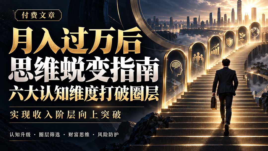 付费文章:月入过万后思维蜕变指南,六大认知维度打破圈层,实现收入阶层向上突破-轻创终点站